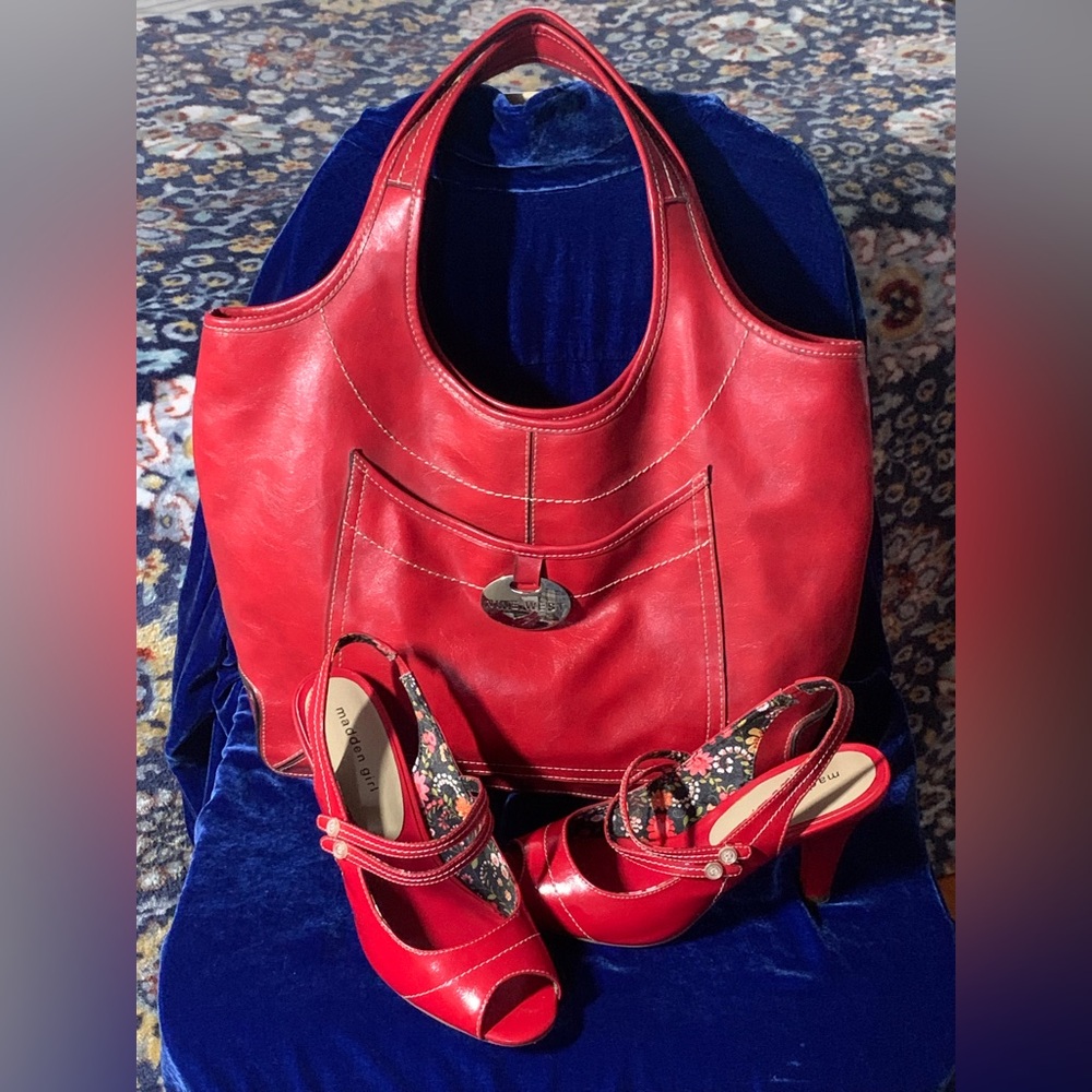 Madden girl Red Heels and Nine West Red Bag Set